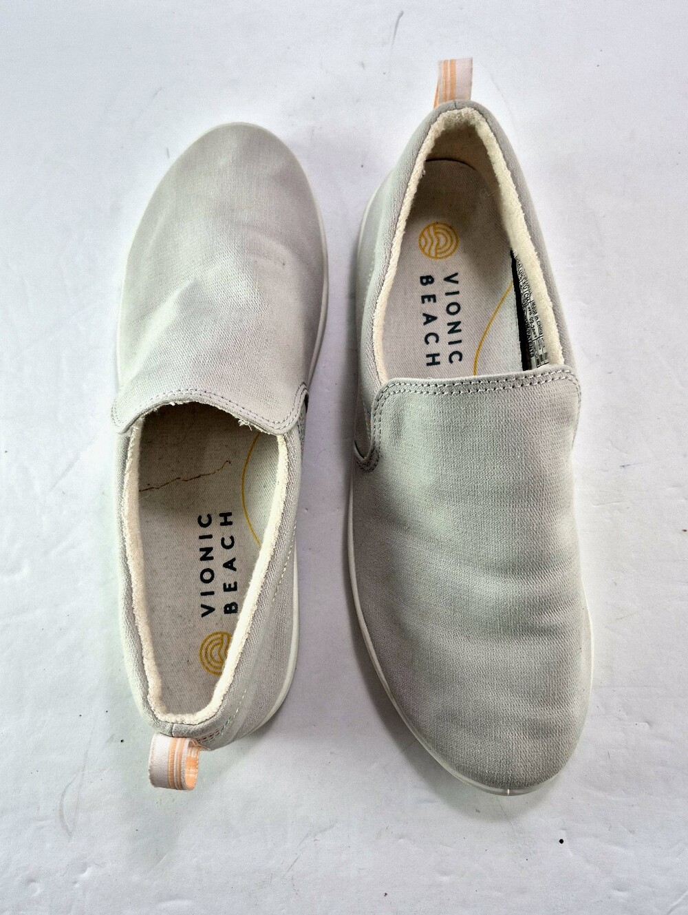 Vionic Beach Marshall Canvas Laceless Slip-On Sneaker Vapor Gray 8.5 Orthotic.